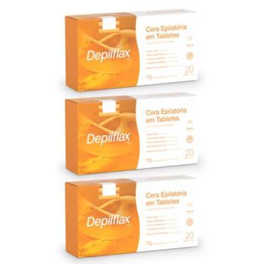 Imagem de Depilflax Kit 3 Caixas Cera Quente Depilatória Espanhola 1Kg Natural, 