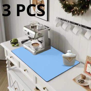 Imagem de 3 Peças, Protetor Base de Superfície para Cafeteira, 70x50cm, Azul, La