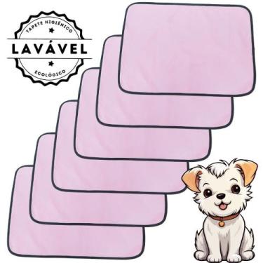 Imagem de Kit com 6 Tapetinhos Alta Absorção para Pets 70x50 Rosa 200 Lavagens P