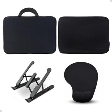 Imagem de Pasta Bolsa Notebook Suporte Macbook Mousepad Kit Resistente (Preto, 13.3")