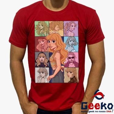 Imagem de Camiseta Taylor Swift 100% Algodão Pop Geeko, Vermelho gola careca, M