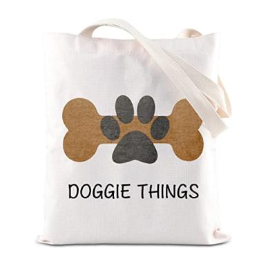 Imagem de FOTAP Sacola de compras para amantes de cães, sacola para donos de cachorros, sacola de brinquedos para cães, sacola de compras, presente de cachorro, Branco, 14.56 inches 12.59 inches 0.39 inches