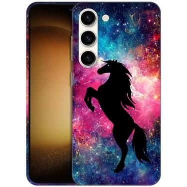 Imagem de GlamCase - Capa para Samsung Galaxy S23 Plus 5G - Cavalo Galáxia Espaço Estrelas Design Impresso Fino e Elegante Bonito Plástico Rígido Designer Capa para Celular Samsung S23 Plus 5G Branca