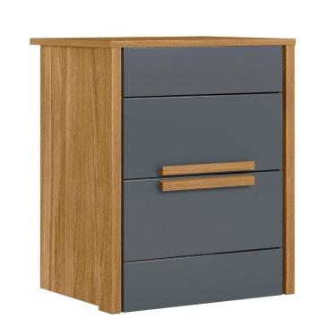 Imagem de Mesa De Cabeceira Dhara 2 Gavetas Freijó Cinza Moval