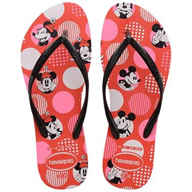 Imagem de Chinelo Slim Disney, Havaianas, Feminino, Vermelho Crush/Preto, 33/34