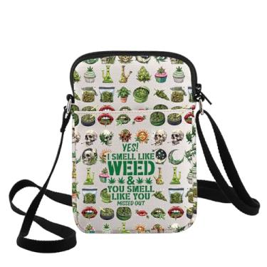 Imagem de G2TUP Bolsa tiracolo Weed Leaf Weed Lovers Gift Yes I Smell Like Weed You Smell Like You Missed Out Bolsa de ombro 420 ervas daninhas, Yes I Smell Cb