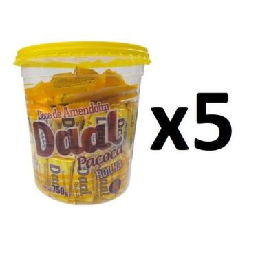 Imagem de Kit 5 Potes Paçoca Rolha c/ 50 unidades 750gr Daal