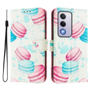 Imagem de Capa carteira para Oppo A80 5G, 3 compartimentos para cartão, 1 compartimento para dinheiro, capa flip de couro PU com padrão fofo, capa com fivela magnética à prova de choque, compatível com sem fio