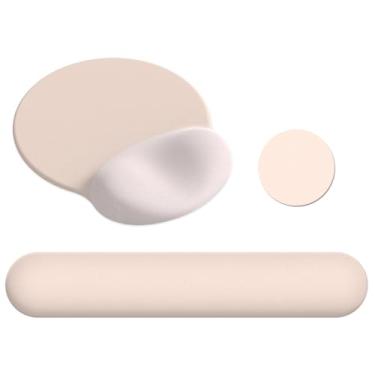 Imagem de AIMSA Mouse pad com suporte de descanso de pulso, conjunto de descanso de pulso de teclado, mousepad ergonômico de espuma de memória para teclado de computador, digitação fácil e alívio da dor,