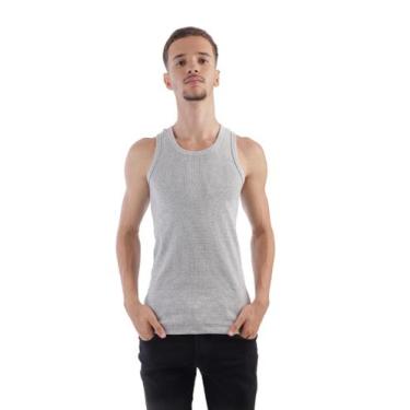 Imagem de Regata Canelada Modelo Americano Slim Kara À Tapa Lançamento, Cinza, P