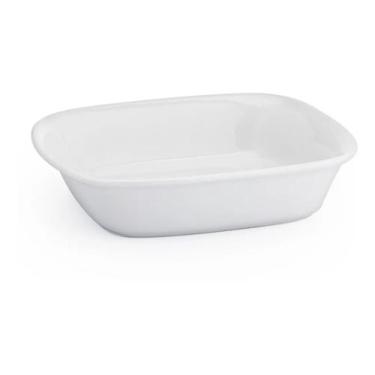 Imagem de Jogo 2 Travessa Retangular 600ml Porcelana Branca Assadeira - PORCELAN