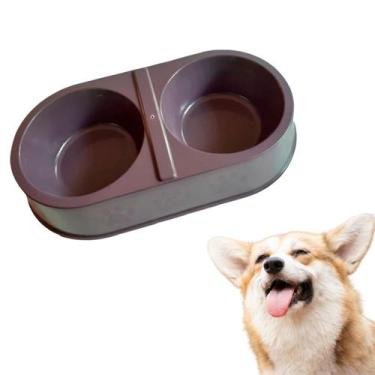 Imagem de Comedouro Pote Duplo Ração + Agua Pet Cães e Gatos 2000 Ml, Roxo
