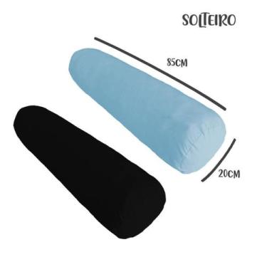 Imagem de Kit 02 Capas para Rolo de Cabeceira Solteiro 85x20cm Azul e Preto Arru