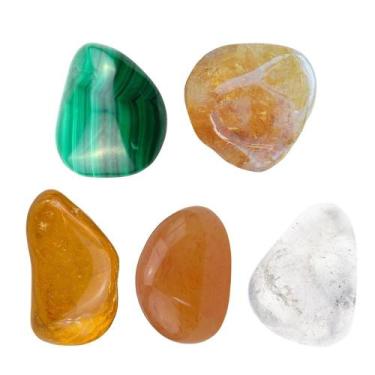 Imagem de Kit Cristais Pedras Roladas 05 Unidades - Cristais para Magnetismo e P