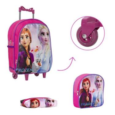 Imagem de Kit Bolsa Escolar Menina Rodinhas Frozen Passeio Aulas - Toys 2U