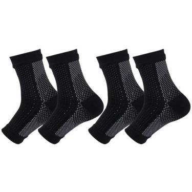 Imagem de Kit 2 pares meias compressão pretas alívia dor pés fascite plantar - S