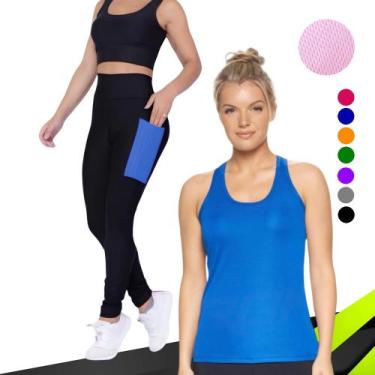 Imagem de Camiseta REGATA DRY FIT Tecido Furadinho + CALÇA leg LEGGING BOLSOS Co