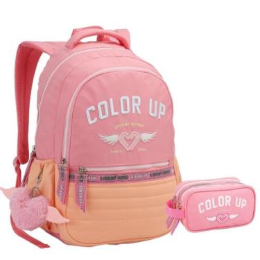 Imagem de Kit Mochila e Estojo Escolar Feminina ColorUp Para Notebook - Seanite,