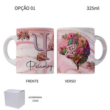 Imagem de Caneca 325ml Profissões Psicologia Psicóloga Flores - LARANJA E MIMOS