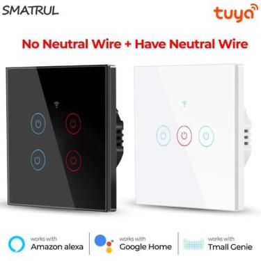 Imagem de Interruptor inteligente wi-fi touch 1, 2, 3, 4 botões tuya smart life 