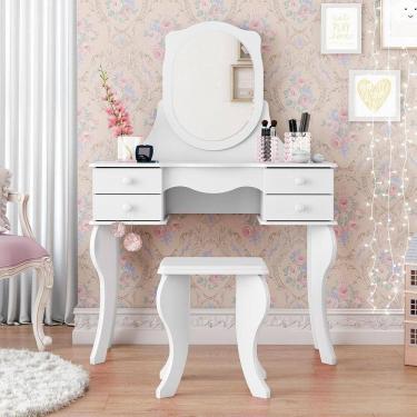 Imagem de Penteadeira 04 Gavetas Princesa Branca com Banqueta - Patrimar