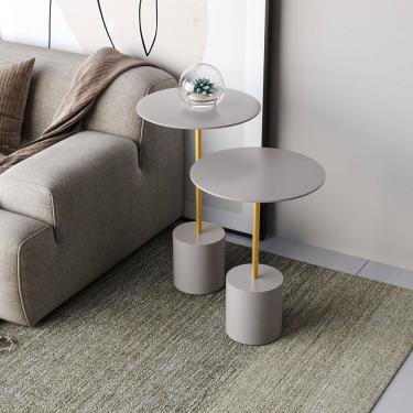 Imagem de Conjunto Mesa de Canto Parma Metal 65cm X 40cm X 40 Cm FENDY / DOURADO