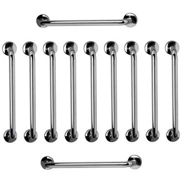 Imagem de Barra de Apoio 60cm Aço Inox Suporte Resistente Kit 11 Unidades Acessibilidade Criança Idoso Segurança Banheiro Box Corrimao Escada