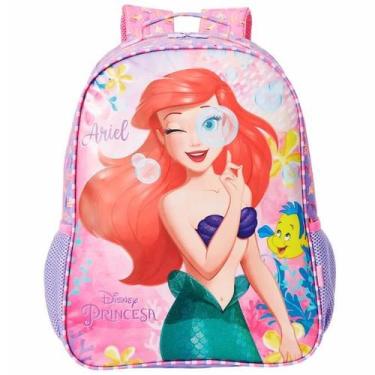 Imagem de Mochila Escolar Princesa Ariel Alças Costas Tam G Infantil - Xeryus