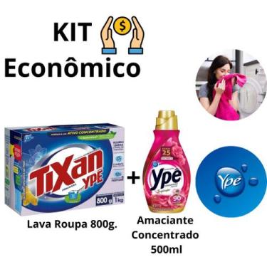Imagem de Kit sabão em po Tixan Ypê 800g +Amaciante de Roupas Concentrado Ypê In
