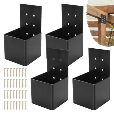 Imagem de Cskunxia Pacote Com 4 Suportes De Pérgola, Suportes De Pérgola, Suporte De Viga, Suporte De Conector Para Postes De Madeira De 4”X4”, Suportes De Viga Superior De Poste