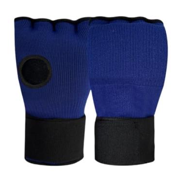 Imagem de rockible Envoltório de mão para boxe, luvas internas de meio dedo, proteção macia para as mãos, para esportes, karatê, sparring, exercício mma, Azul