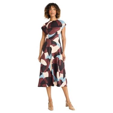 Imagem de Maggy London Vestido feminino de manga curta com saia completa, Puff creme/marrom, 44