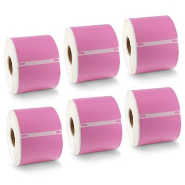 Imagem de BETCKEY Etiquetas coloridas compatíveis com Dymo 30857 (6 x 10 cm), compatíveis com impressoras Dymo LabelWriter Thermal 450, 4XL e Zebra [6 rolos, 1500 etiquetas, rosa]