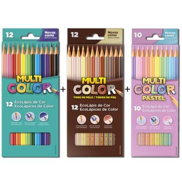 Imagem de Lápis de cor Multicolor 12 Cores + 12 Tons de Pele + 10 Tons Pastel