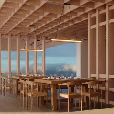 Imagem de Pendente Led Ônix 36w 4000lm Bivolt Madeira Maciça Corrente