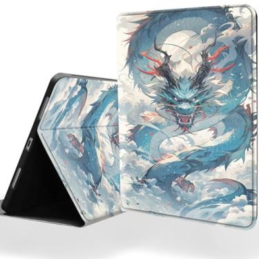 Imagem de DSRGRGFDJ Capa para tablet para iPad 9ª/8ª/7ª geração, 10,2 polegadas com função magnética automática despertar/hibernar e suporte ajustável em vários ângulos – Dragão