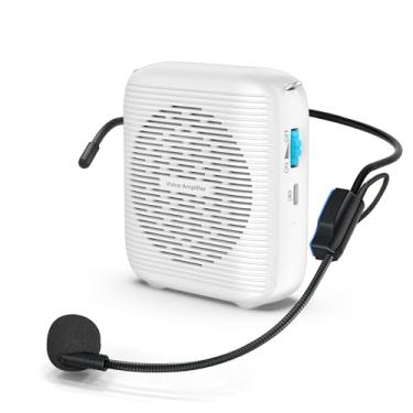 Imagem de (Branco) Amplificador de voz recarregável portátil para professores, treinadores, guias turísticos, apresentações e reuniões com um grande número de participantes (branco)