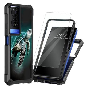 Imagem de Decahouy Capa para celular TCL 50 XE 5G e TCL 50 XE Nxtpaper 5G com protetor de tela, proteção total de silicone resistente, capa rígida de policarbonato à prova de choque, lindas tartarugas marinhas