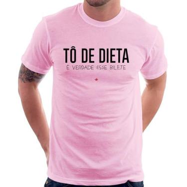 Imagem de Camiseta Tô de dieta, é verdade esse bilete - Foca na Moda, Rosa bebê,