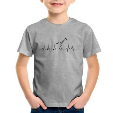 Imagem de Camiseta Infantil Violão Batimentos Cardíacos - Foca na Moda, Cinza, 2