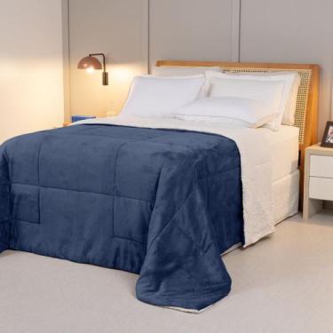 Imagem de Cobertor KING dupla face sherpa manta fleece matelasse - SAFIRA ENXOVA