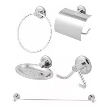Imagem de Kit Acessórios Para Banheiro 5 Peças Faetto Aço Inox Hidrolar