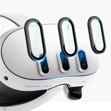 Imagem de Deholto Protetor de lente de câmera para acessórios Oculus Meta Quest 3, vidro temperado fino 9H, moldura de liga, antiarranhões, capa protetora de tela da câmera, compatível com capas, acessórios de