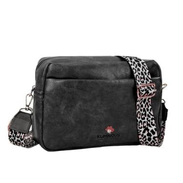 Imagem de Bolsa transversal de couro para mulheres, bolsa transversal pequena, alça ampla ajustável com compartimentos para cartões, Borlas pretas