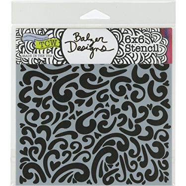 Imagem de CRAFTERS WORKSHOP O estêncil espirais de coração de 15 x 15 cm, transparente