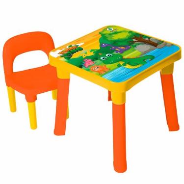 Imagem de Mesa Dinossauro Com Cadeira Para Meninos Conjunto Infantil Educativo -