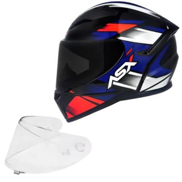 Imagem de Kit Capacete Masculino Asx City Start Azul Esportivo Viseira Fume (58)