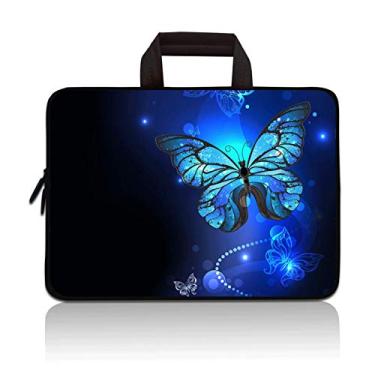Imagem de Baocool Bolsa de transporte para laptop de 11" a 12,5" polegadas, Case Notebook Ultrabook Bag Tablet Cover Neoprene, Blue Butterfly, 11 11.6 12.1 12.2 inch