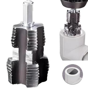 Imagem de Kit de rosca de tubo de PVC compatível com furadeira elétrica com vários tamanhos de molde, ferramenta de fabricação de rosca de PVC para furadeira elétrica, ferramenta de 1,27 cm 1,27 cm, kit