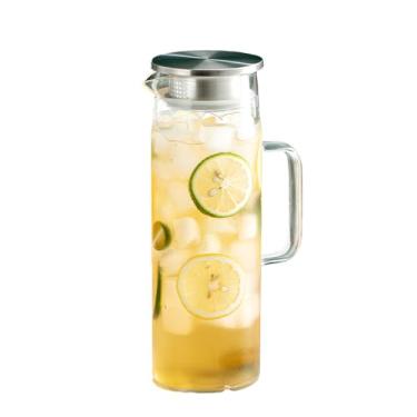 Imagem de Jarra De Vidro Borossilicato 1,65L Com Tampa De Inox Resistente a Alta Temperatura Ideal para Sucos Chá e Água